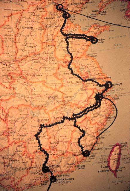 Map showing travels of NGDC staff in China. Picture