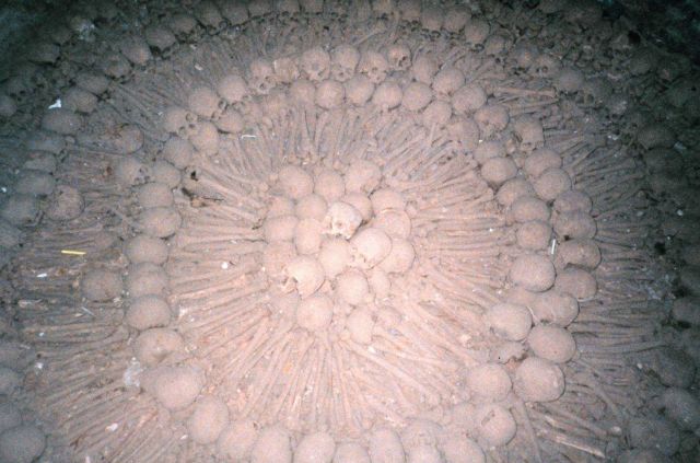 The geometry of the dead in the catacombs below a Lima cathedral. Picture