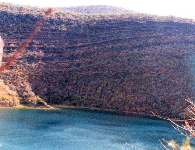 Layers of volcanic rock over Darwin Lake Picture