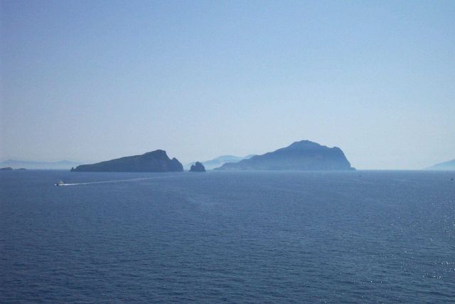 Passing the Aeolian Islands on the SEALAND COMMITMENT. Picture
