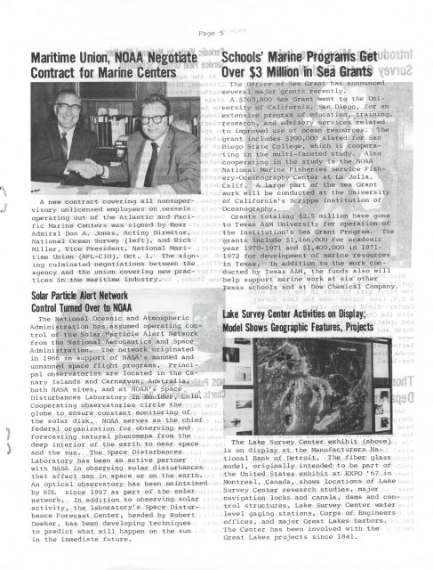Page 5 of Volume 1 Number 1 of NOAA Week, basic NOAA news of the week. Picture