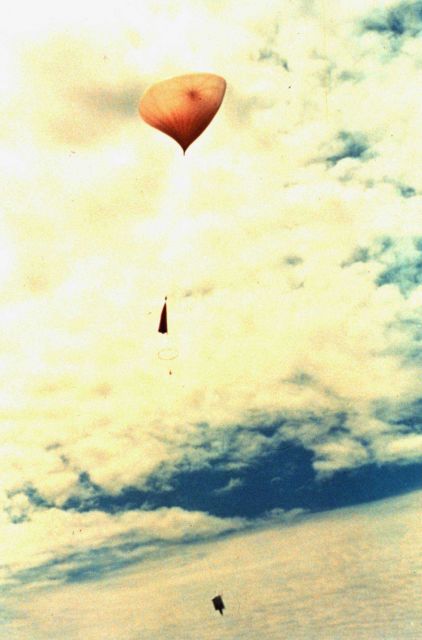 Rawinsonde weather balloon just after launch Picture