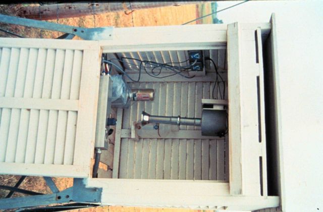 Standard instrument shelter (called a Stevenson Screen) used by NSSL Picture