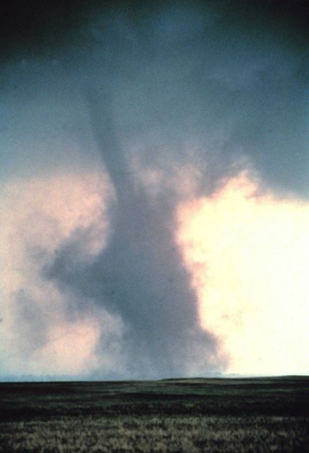 Tornado with large dust cloud obscuring funnel shape Picture