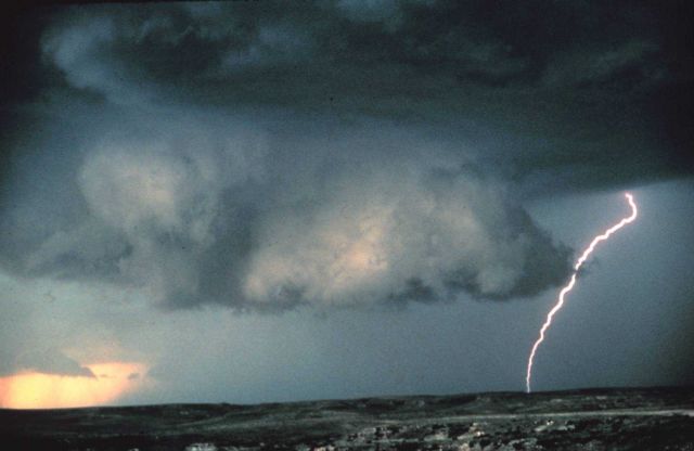 Wall cloud with lightning. Picture