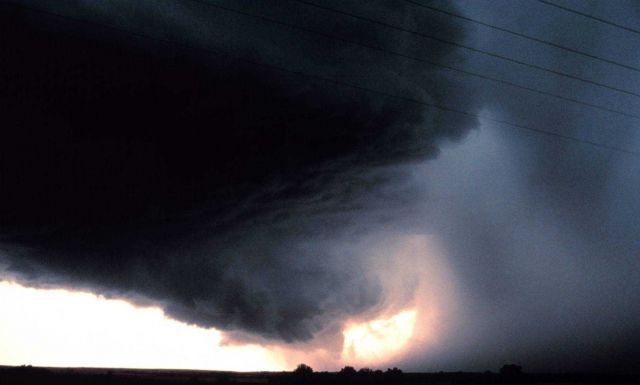 Wall cloud with precipitation. Picture