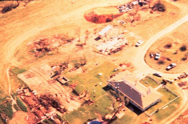 Tornado damage at Kellerville, Texas from June 8, 1995 tornado. Picture