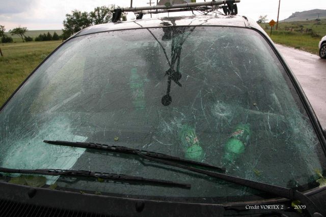 Hail damage to vehicles is part of the routine. Picture