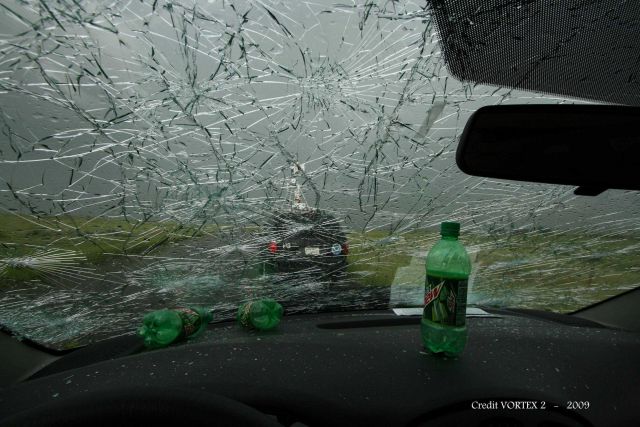 Hail damage to vehicles is part of the routine. Picture