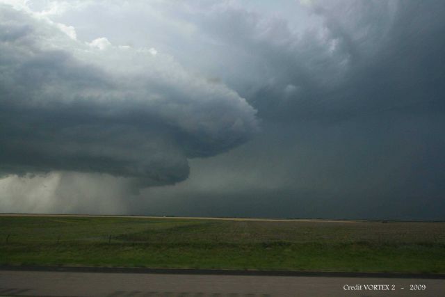 Spectacular thunderstorm and super cell clouds observed during VORTEX2. Picture