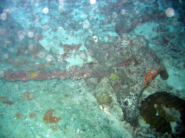 Machine gun from Betty Bomber in Chuuk Lagoon. Picture