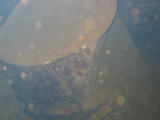 A barrel on the deck of the Fujikawa Maru. Picture