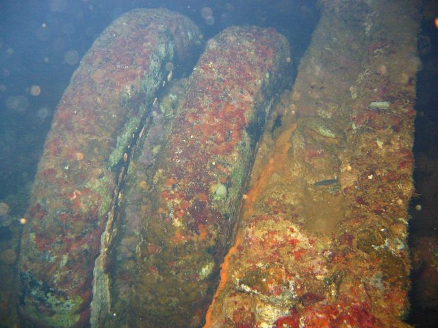Truck tires on the Hoku Maru. Picture