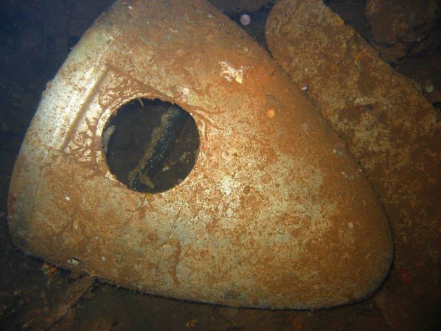 Plane nose on the Kikukawa Maru. Picture