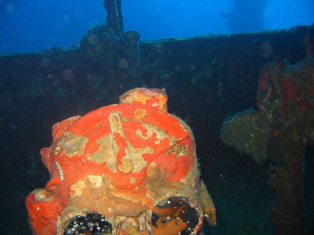 Compass binnacle and inclinometer on the Nippo Maru. Picture