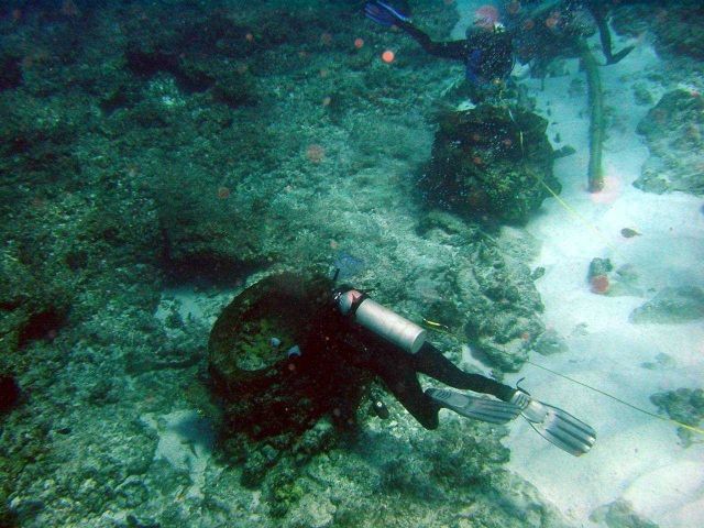 Blubber rendering pots from early Nineteenth Century whaling vessel on Pearl and and Hermes Reef. Picture