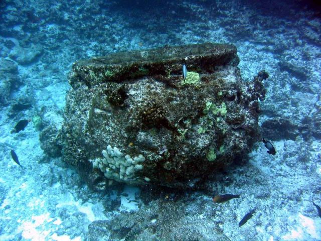 One of the blubber rendering pots from the wreck of an early Nineteenth Century whaling vessel on Pearl and Hermes Reef. Picture