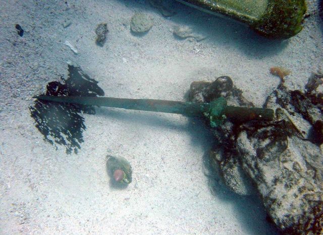Copper fasteners from ship wreck of Nineteenth Century whaling vessel on Pearl and Hermes Reef. Picture