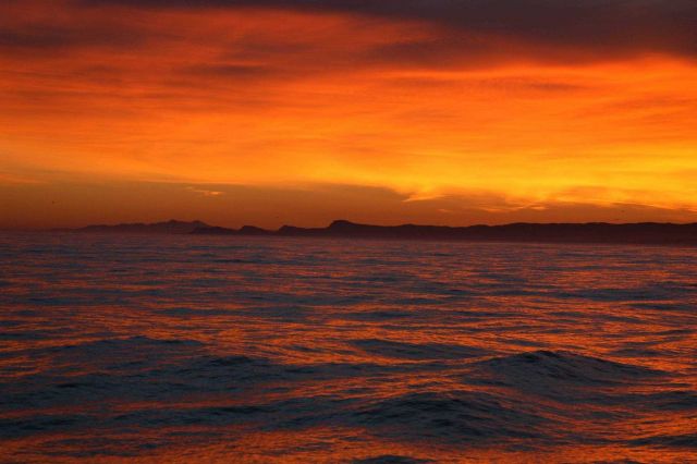 A magnificent sunrise looking east from San Miguel Island. Picture