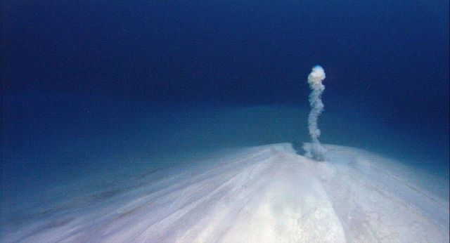 Close up view of the gas plume emanating from a mud volcano Picture