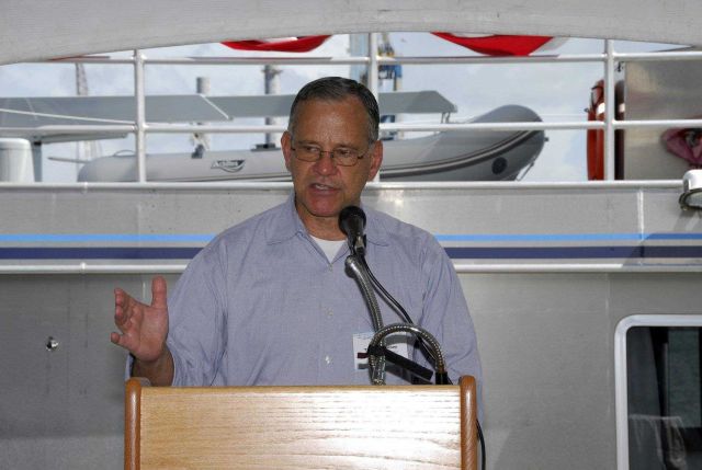 Tim Keeney, NOAA Deputy Assistant Secretary for Oceans and Atmosphere at dedication ceremony of R/V MANTA. Picture
