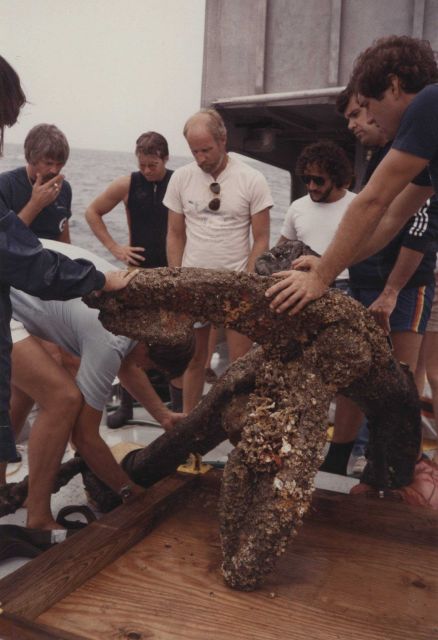 Encrusted anchor recovered from MONITOR site. Picture