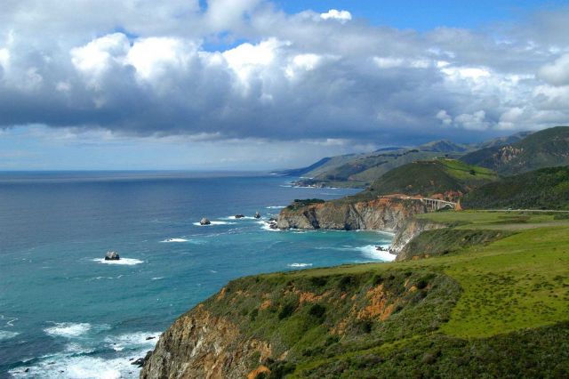 Big Sur coastline looking north to Bixby Canyon Bridge. Picture