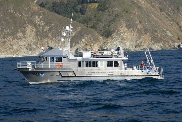 NOAA National Marine Sanctuary vessel FULMAR off the Big Sur coastline. Picture