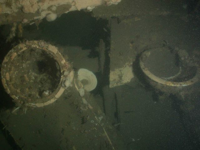 The sink and toilet are still in place in the Frank A Picture
