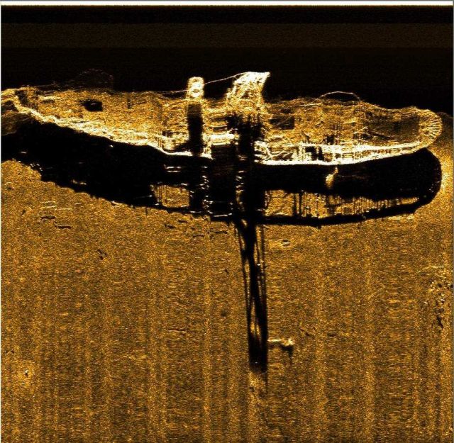 Side scan sonar image of the steamship Portland Picture