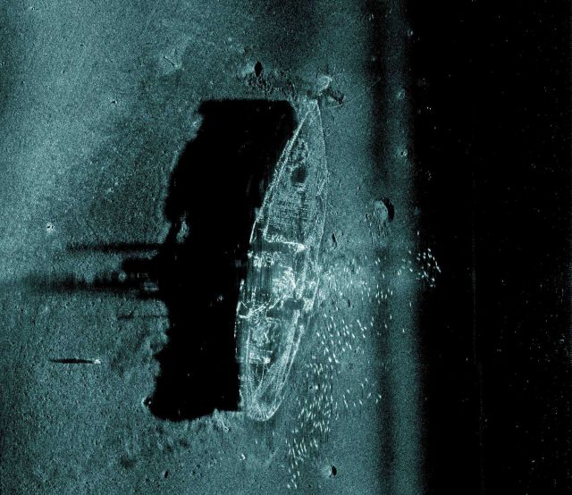 Synthetic aperture sonar image of the steamship Portland Picture
