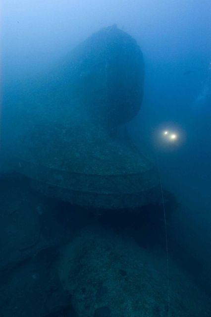 Upside-down rudder of the NORTHERN LIGHT, a shipwreck in 190 feet water depth Picture