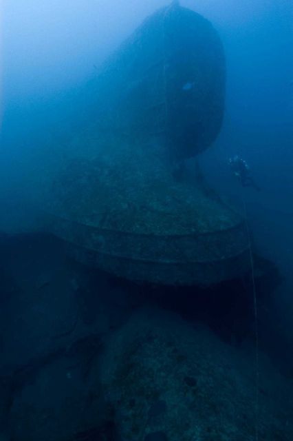 Upside-down rudder of the NORTHERN LIGHT, a shipwreck in 190 feet water depth Picture