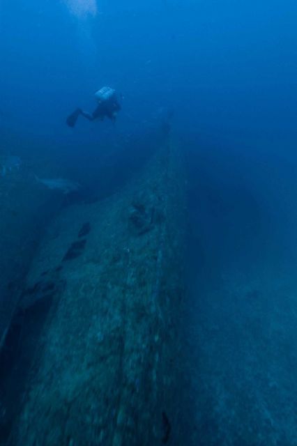 Diver over wreckage of the NORTHERN LIGHT, a shipwreck in 190 feet water depth Picture