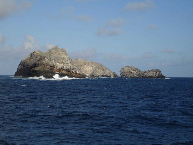 A view of Necker Island from offshore. Picture