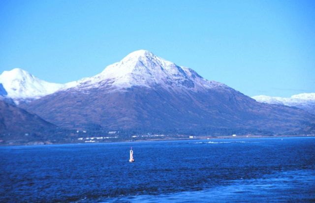 A light dusting of snow covers the mountains on Kodiak Island as seen from the NOAA Ship RONALD H Picture