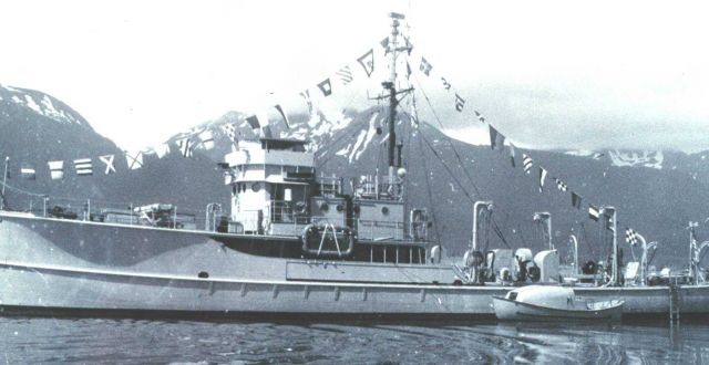 Coast and Geodetic Survey Ship BOWIE dressed for the 4th of July. Picture