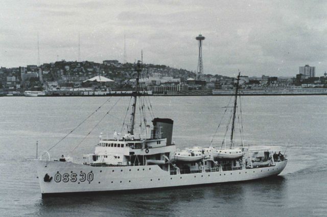 The Coast and Geodetic Survey Ship PATHFINDER in Puget Sound near the end of an illustrious career. Picture