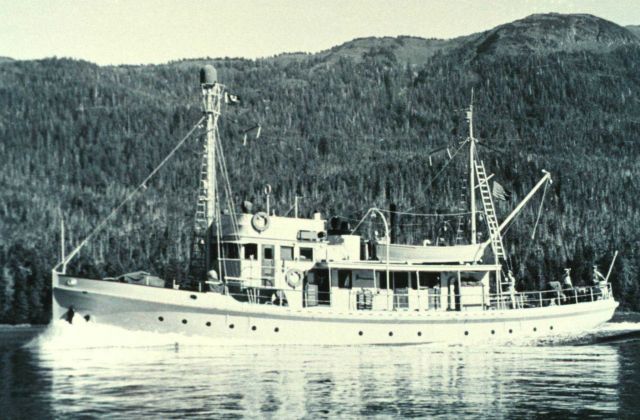 The Coast and Geodetic Survey Ship PATTON underway in southeast Alaska. Picture