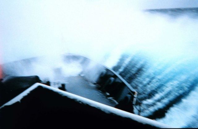 The MILLER FREEMAN in a little weather in the North Pacific. Picture