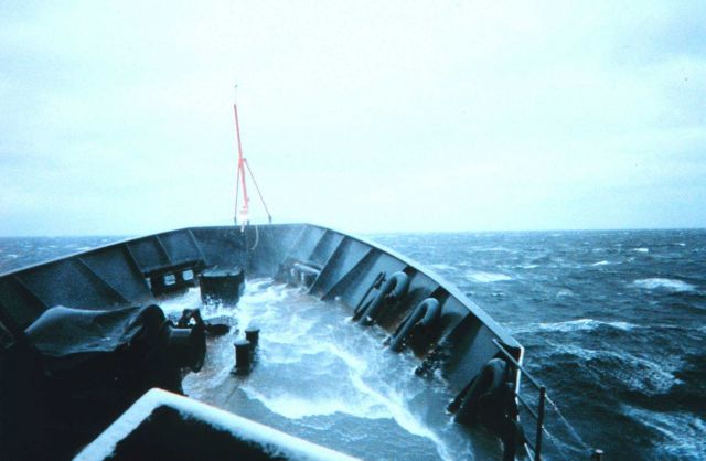 The MILLER FREEMAN in a little weather in the North Pacific. Picture