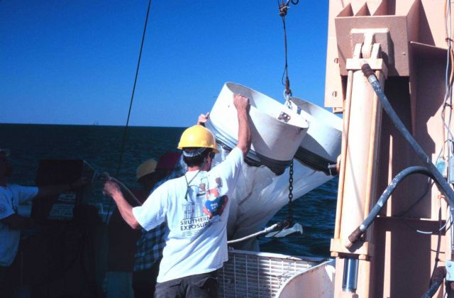 Bongo nets, used to capture plankton, being deployed Picture