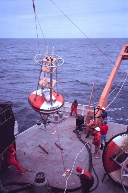 Deploying an oceanographic buoy off the NOAA Ship RONALD H Picture