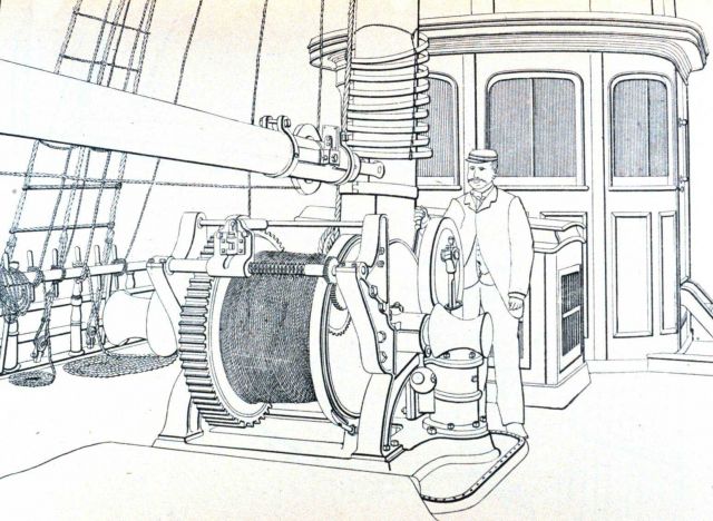 Hoisting and reeling engine on the FISH-HAWK from forward looking aft Picture