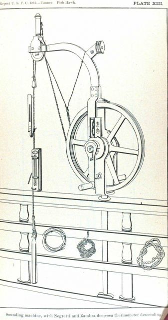 Sounding machine with Negretti and Zambra deep-sea thermometer descending Picture