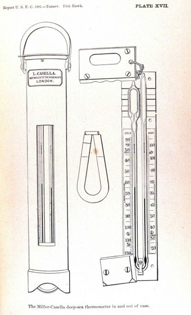 The Miller-Casella deep-sea thermometer, in and out of case Picture