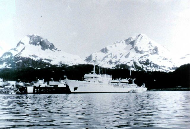 NOAA Ship FAIRWEATHER at the pier at Cordova, Alaska. Picture