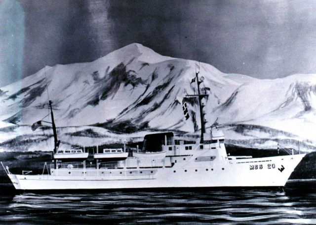Artist's rendition of Coast and Geodetic Survey Ship FAIRWEATHER by artist James Schick. Picture