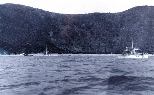 Coast and Geodetic Survey Ships MITCHELL and RODGERS conducting wire drag in the Virgin Islands. Picture