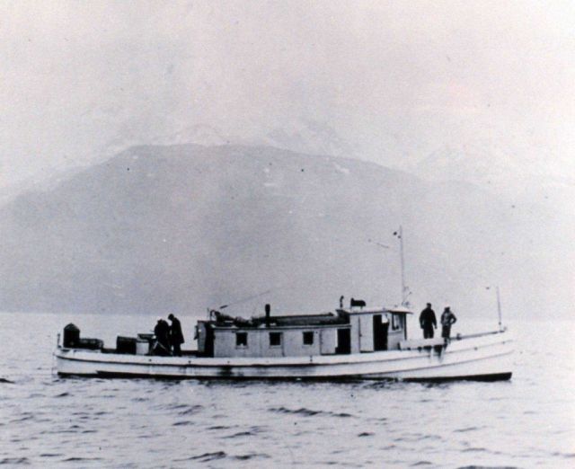 Coast and Geodetic Survey Launch SCANDINAVIA conducting wiredrag operations in Alaskan waters. Picture